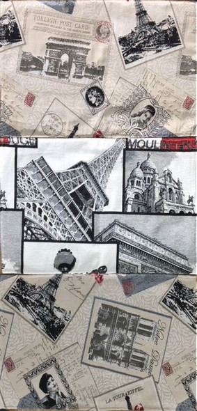 Three placemats with French landmarks as designs