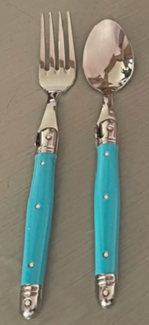 Laguiole French Stainless Steel 2 piece Blue Utensils for Children
