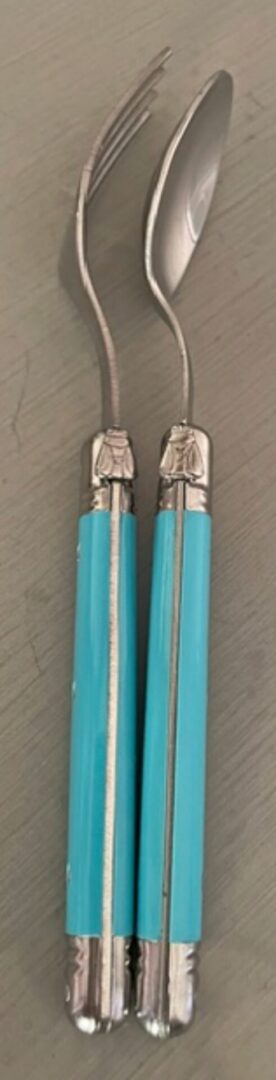 Laguiole French Stainless Steel 2 piece Blue Utensils for Children - Image 3