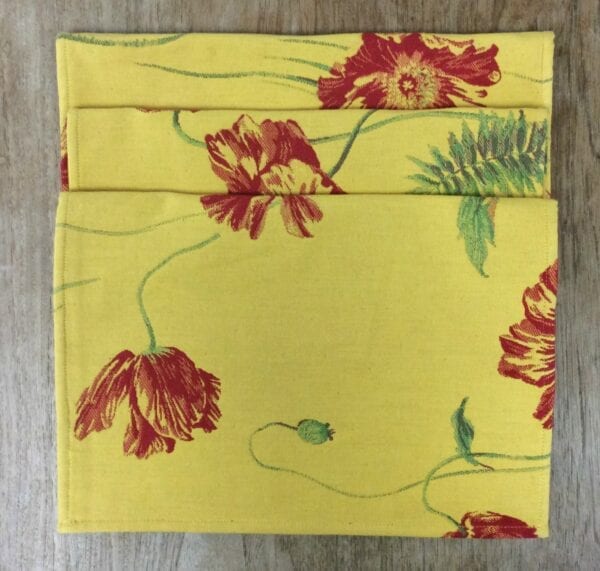 Three yellow placemats