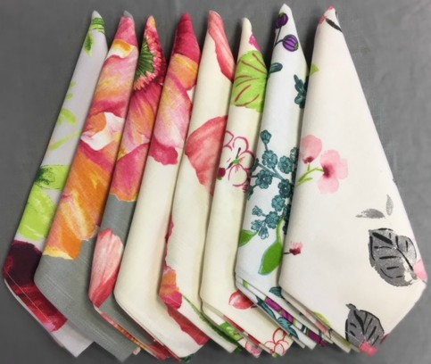 Flower designs on napkins