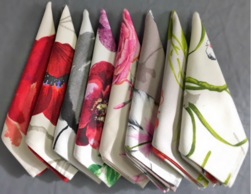 Napkins with floral designs