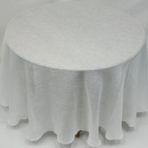 A pure white linen table cloth
