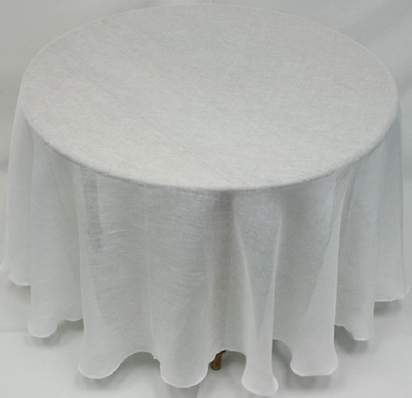 A pure white linen table cloth