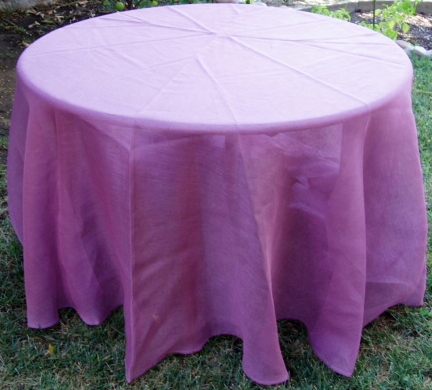 A pink linen table cloth