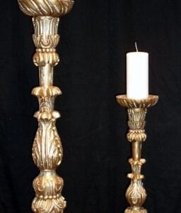A tall and short candlestand