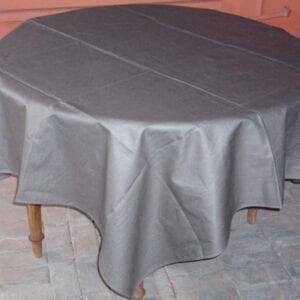 A grey linen table cloth