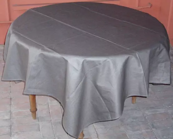 A grey linen table cloth