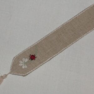 Beige French Bookmark With Lady Bug Design and Tassel