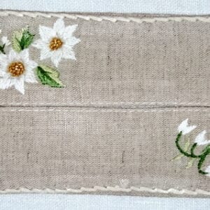 Cream White Flowers Embroidered French Tissue Holder