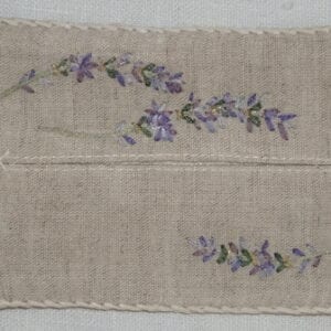 Cream Lavender Stems Embroidered Tissue Holder