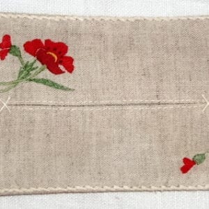 Red Flowers Embroidered French Tissue Holder