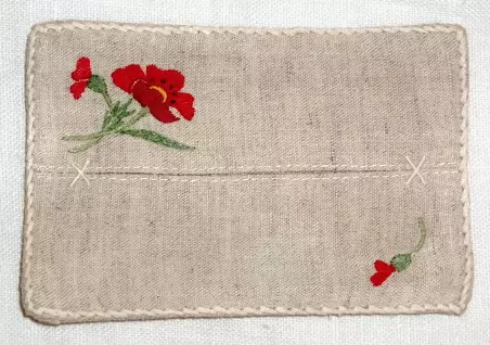 Red Flowers Embroidered French Tissue Holder