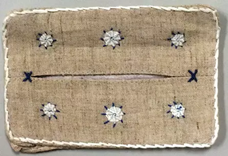 Hand Embroidered Flower Design Cloth Tissue Holder