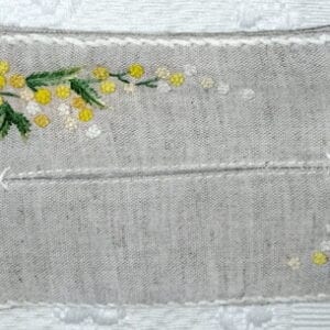 Cream Yellow Flowers Embroidered Tissue Holder