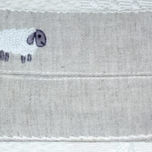 Cream Sheep Embroidered Tissue Holder
