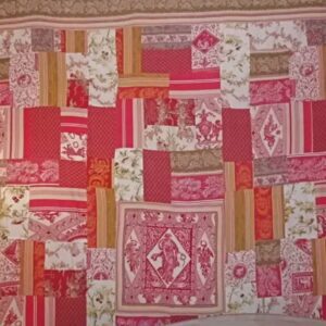 Fabric with red and white patches
