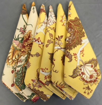 Yellow napkins with floral designs