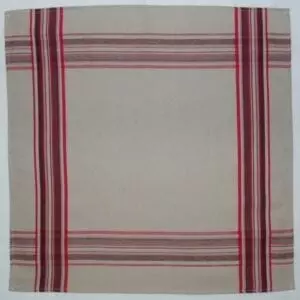 Cream Color Napkin With Red and Black Stripes
