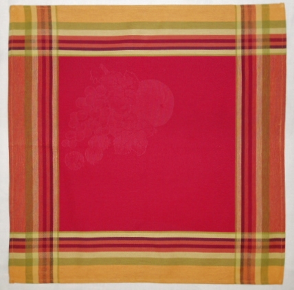 Red Napkin With Yellow and Green Striped