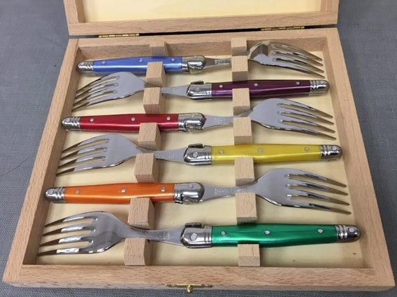 Large forks with colorful handles