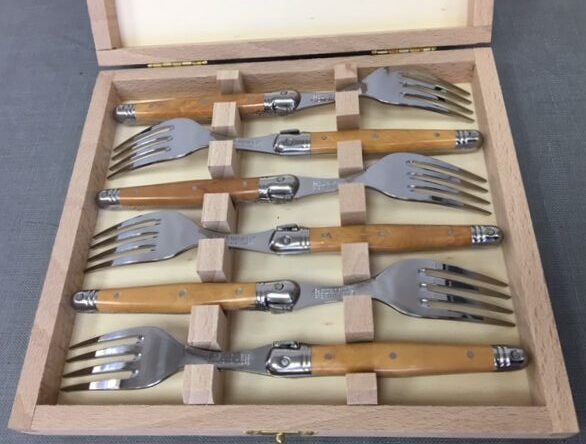 Large forks with wooden handles