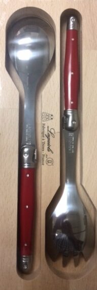 French Stainless Steel Serving Set With Red Color Handle