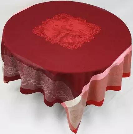 A dark red table cloth