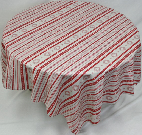 A pattern of red and white table cloth