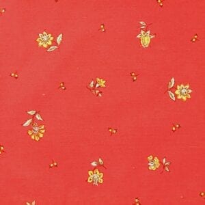 Yellow flower designs in the red napkin