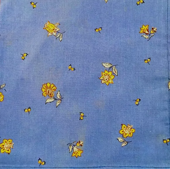 Yellow flowers on blue napkin