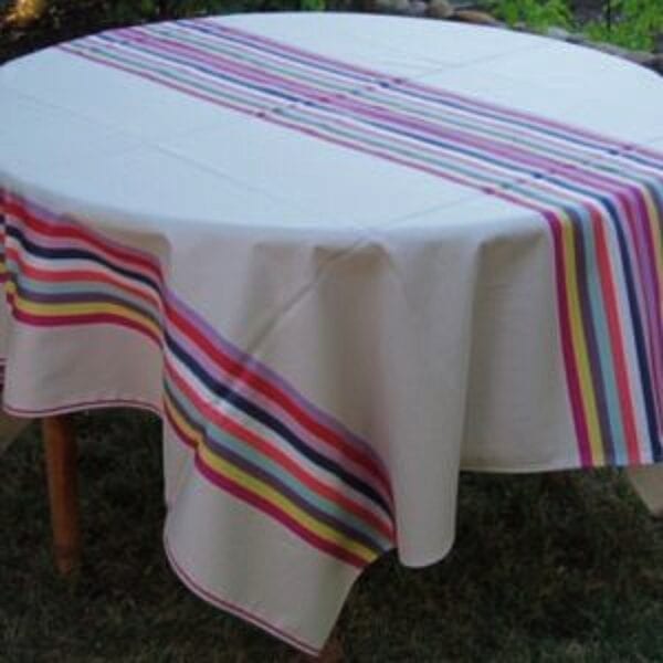 Stripes of varying colors on a linen