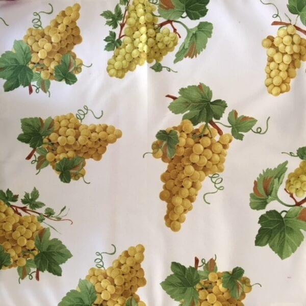 Yellow grapes printed on a fabric