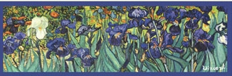 A painting of plants with blue flowers