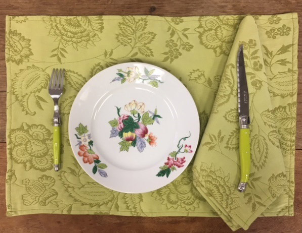 A yellow placemat with a plate
