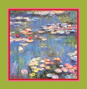 A painting of lilies on water