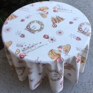 White French Christmas Themed Tablecloth
