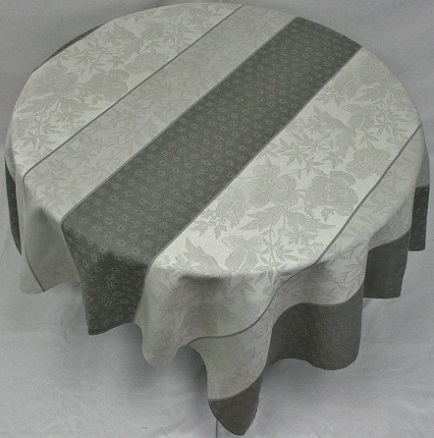 A grey and white table cloth pattern