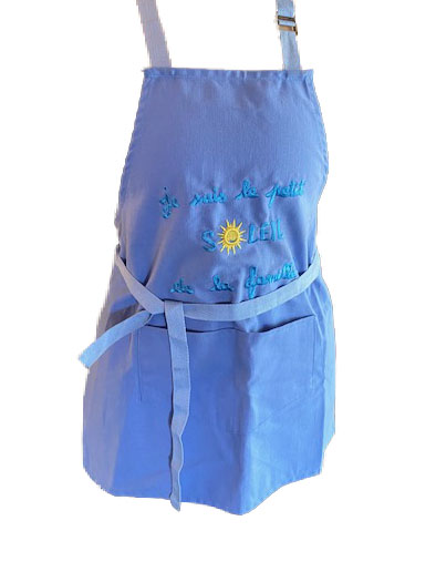 A blue baby apron