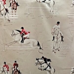 Equestrian players printed on fabric