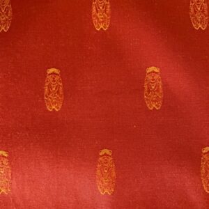 Coral Royal Bee Design Woven French Cloth Close Up